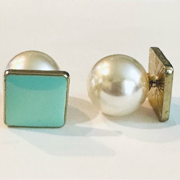 4 Double Sided Pearl Back Enamel Earrings Monogram Blanks - Picture 3 of 3